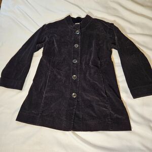 J.Jill Black Corduroy Boyfriend Chore Jacket Shacket Coatigan Size M Pockets
